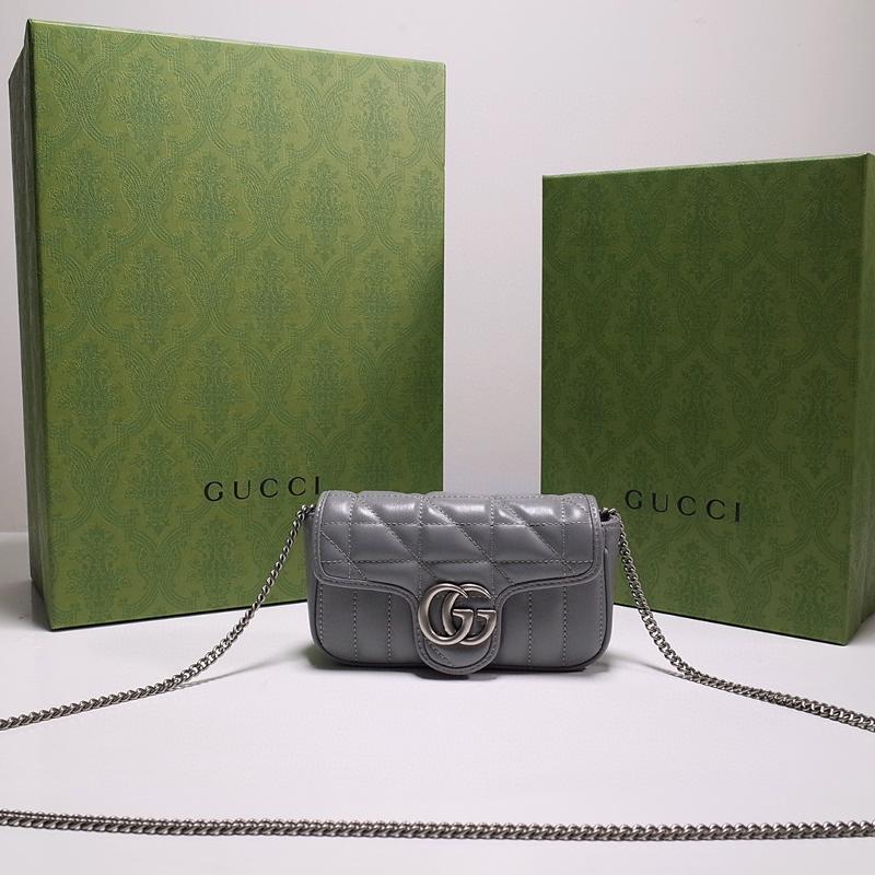 Gucci Chain Shoulder Bag 476433 checkered gray
